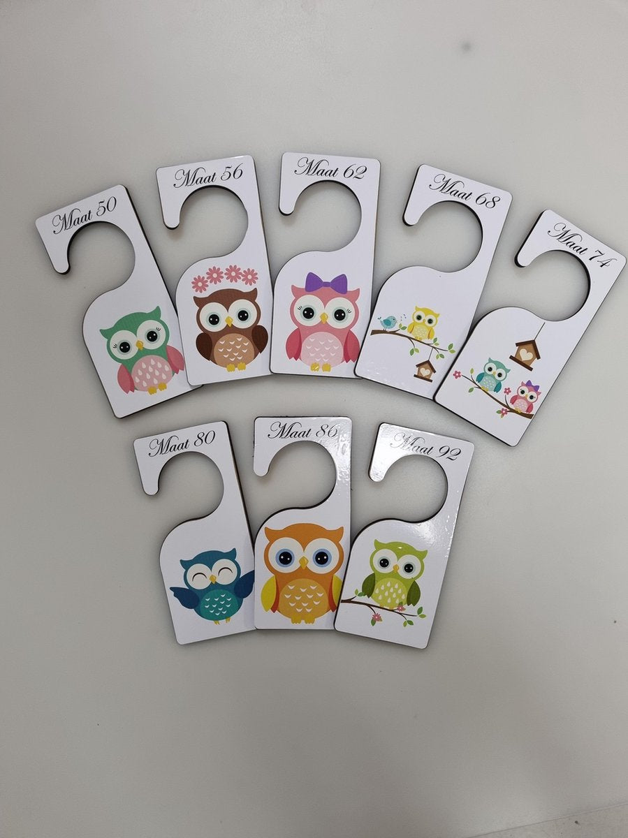 Kastverdelers UILTJES maat 50 t/m 92 - maathangers - baby - baby kleding - kleding kast - organizer - babykleding ordenen