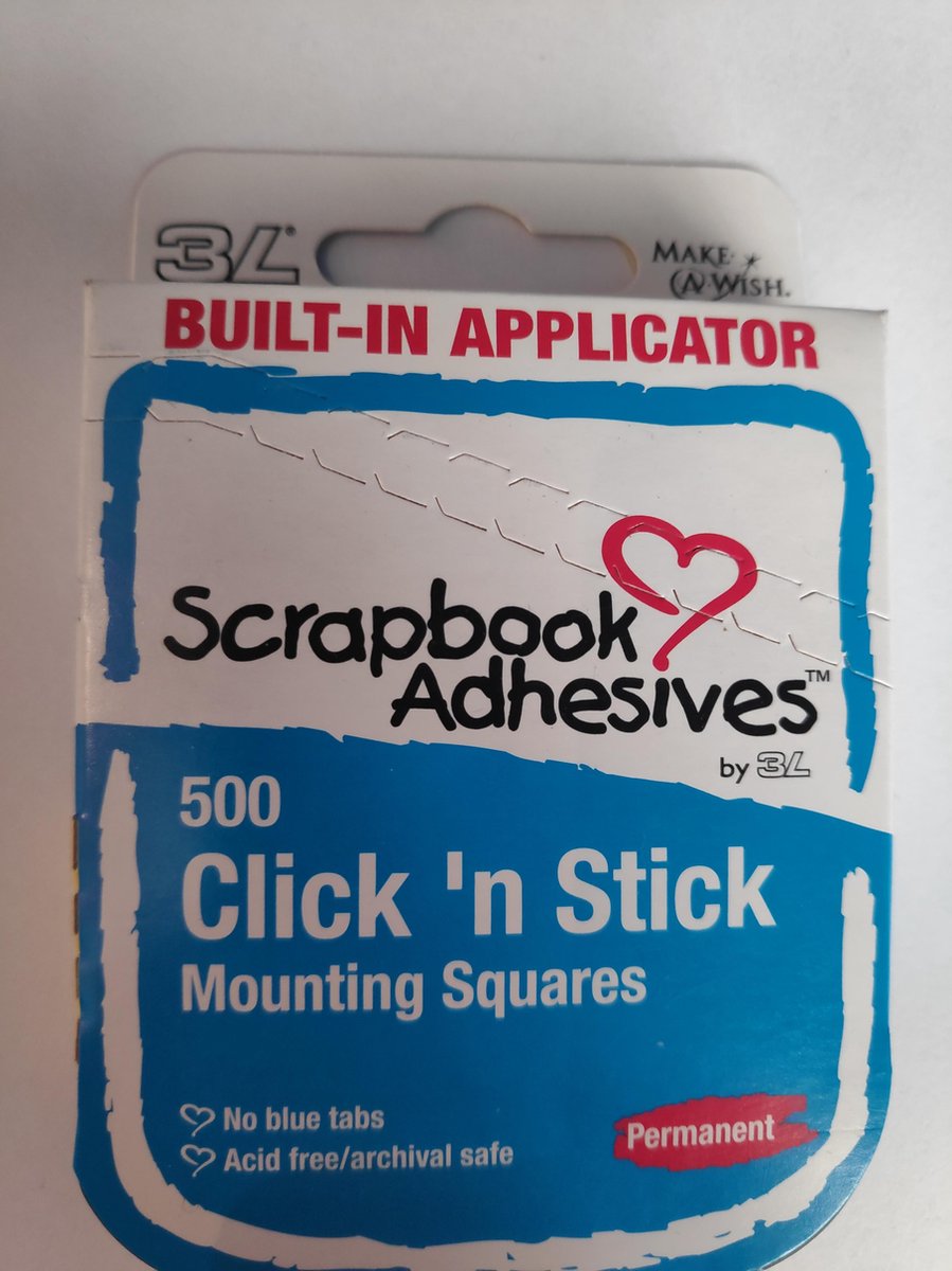 3L Click 'N Stick Mounting Squares Wit 500 Stuks