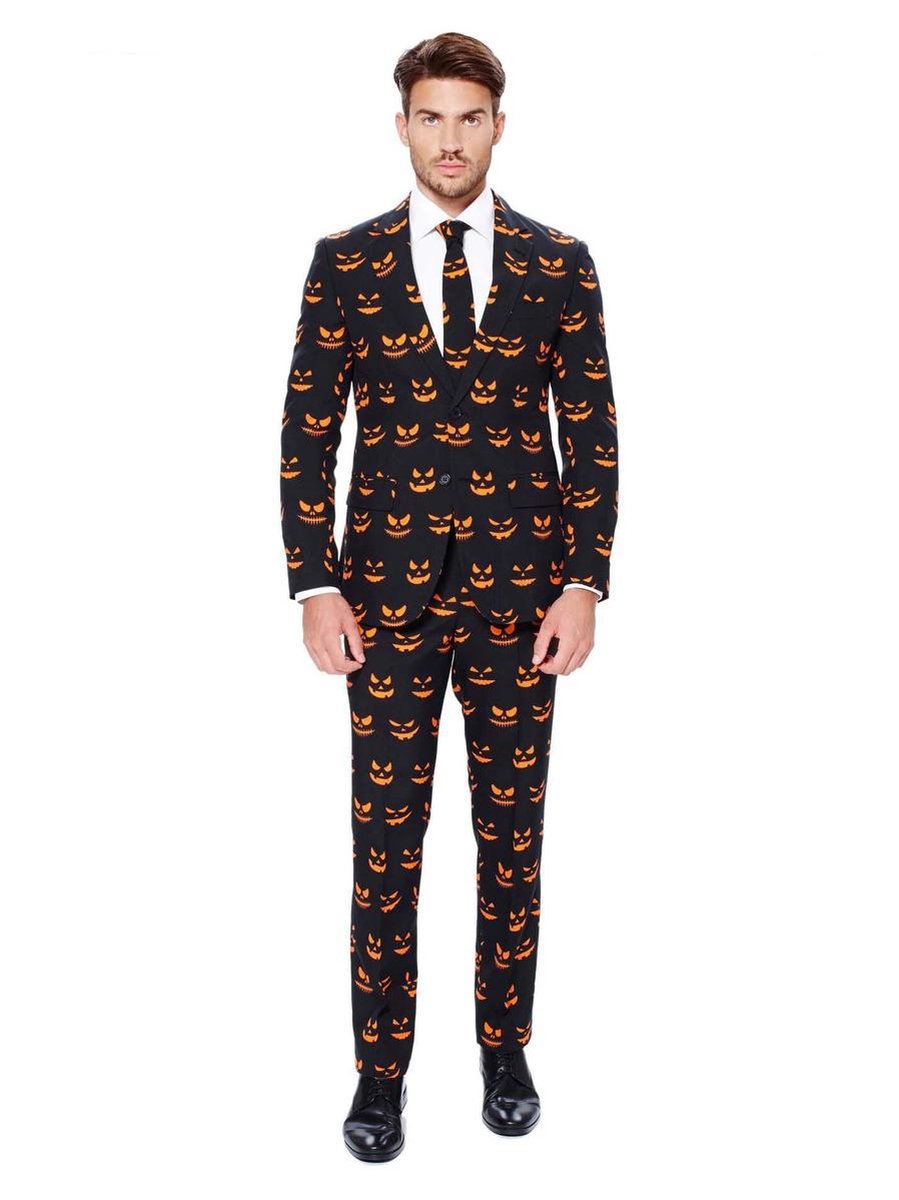 OppoSuits Black-O Jack-O - Mannen Zomer Kostuum - Zwart - Halloween - Maat 56