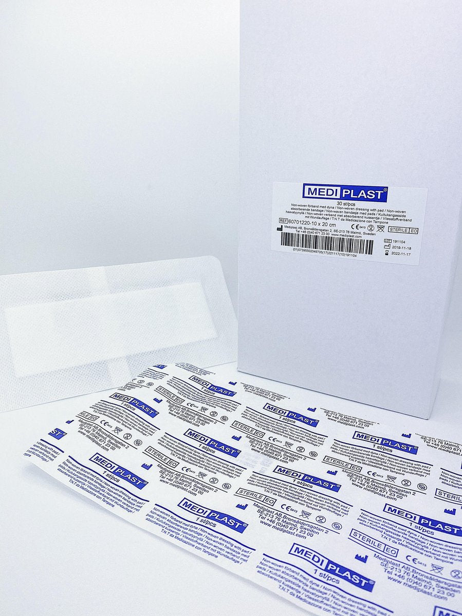 Mediplast Non-Woven Eilandpleister 10cm x 20cm - Doos 30 stuks