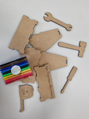 Vaderdag knutselsetje - gereedschapskist - zelf kleuren - zelf knutselen - voor de liefste papa - Vaderdag cadeau - DIY - knutselset - gereedschalskist