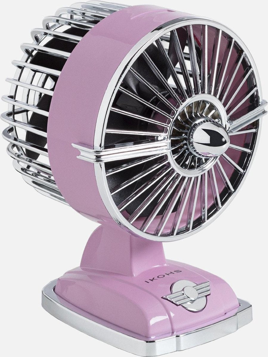 IKOHS Retro Mini USB Tafelventilator - Roze - met Aroma Dispenser