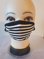 Mondkapje voor kinderen - Wasbaar - Kinderen - Fashion Trendy Mondkapje Print- Safe - Mondkap - Mondmasker - Facemask - niet medisch--Gestreept- Zwart wit-Fashion- streep-Stretch-Mond