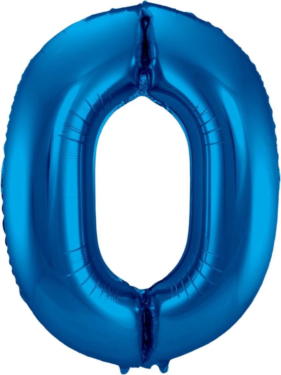 Ballon Cijfer 0 Jaar Blauw 70Cm Verjaardag Feestversiering Met Rietje