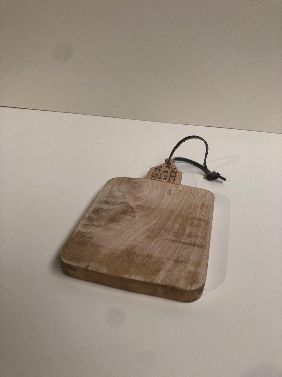 Houten serveerplank broodplank 12x14cm  broodplankje met handvat