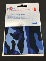 pronty opstrijkbaar reparatiedoek - blauw camouflage - voor reparatie broeken