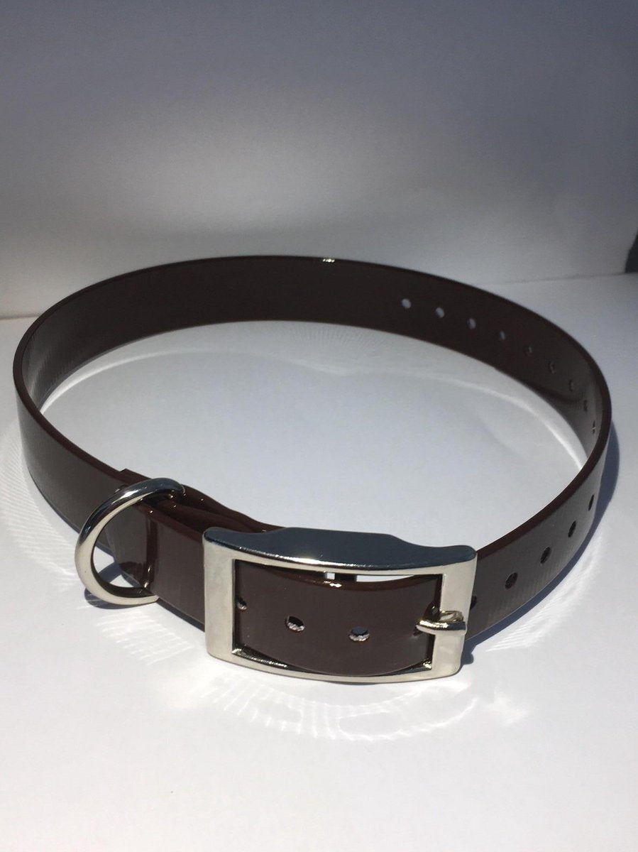 Halsband BioThane GOLD - DONKERBRUIN - 600mmX25mm - dubbele gesp