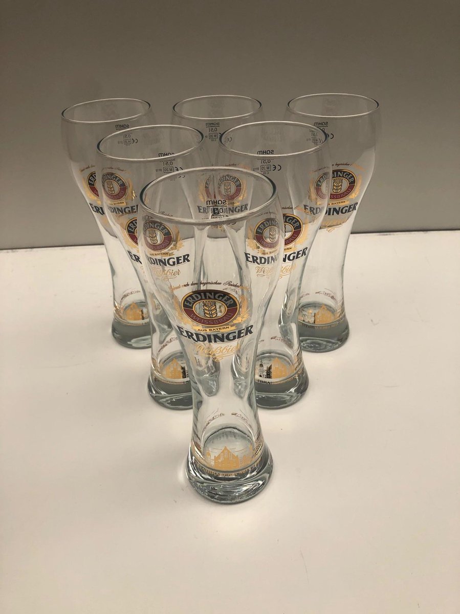 Erdinger Hefe Weiss Weissbier Weizen Bierglas Bokaal doos 6x50cl bierglazen bier glas glazen