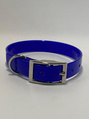 Halsband BioThane GOLD Transparant - BLAUW - 600mmX25mm - dubbele gesp