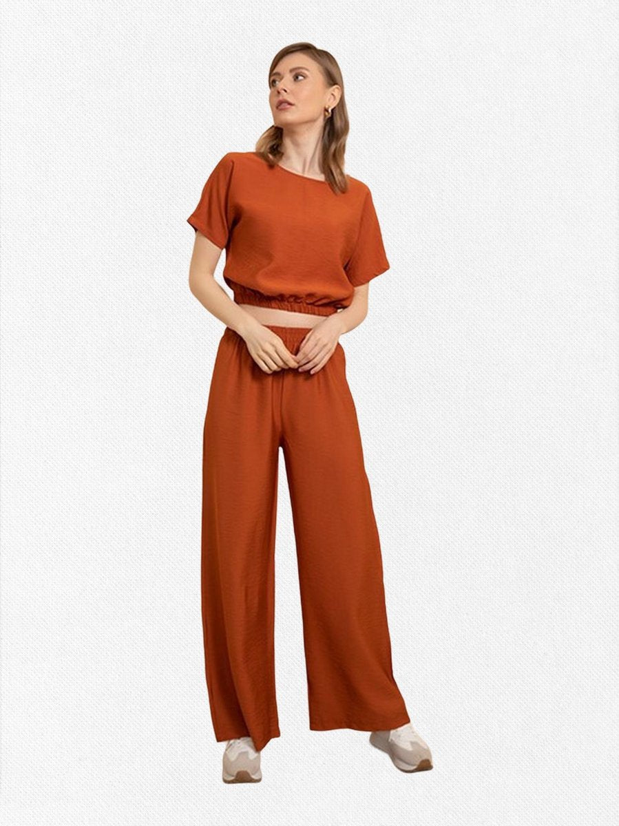 La Pèra Vrijetijdspak roestbruin Vrouwen tweedelige loungewear set Dames - Maat 38