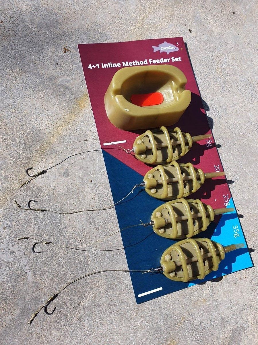 4+1 Inline Method Feeder Set Basic met onderlijntjes! | 9-delig | Ready-To-Fish