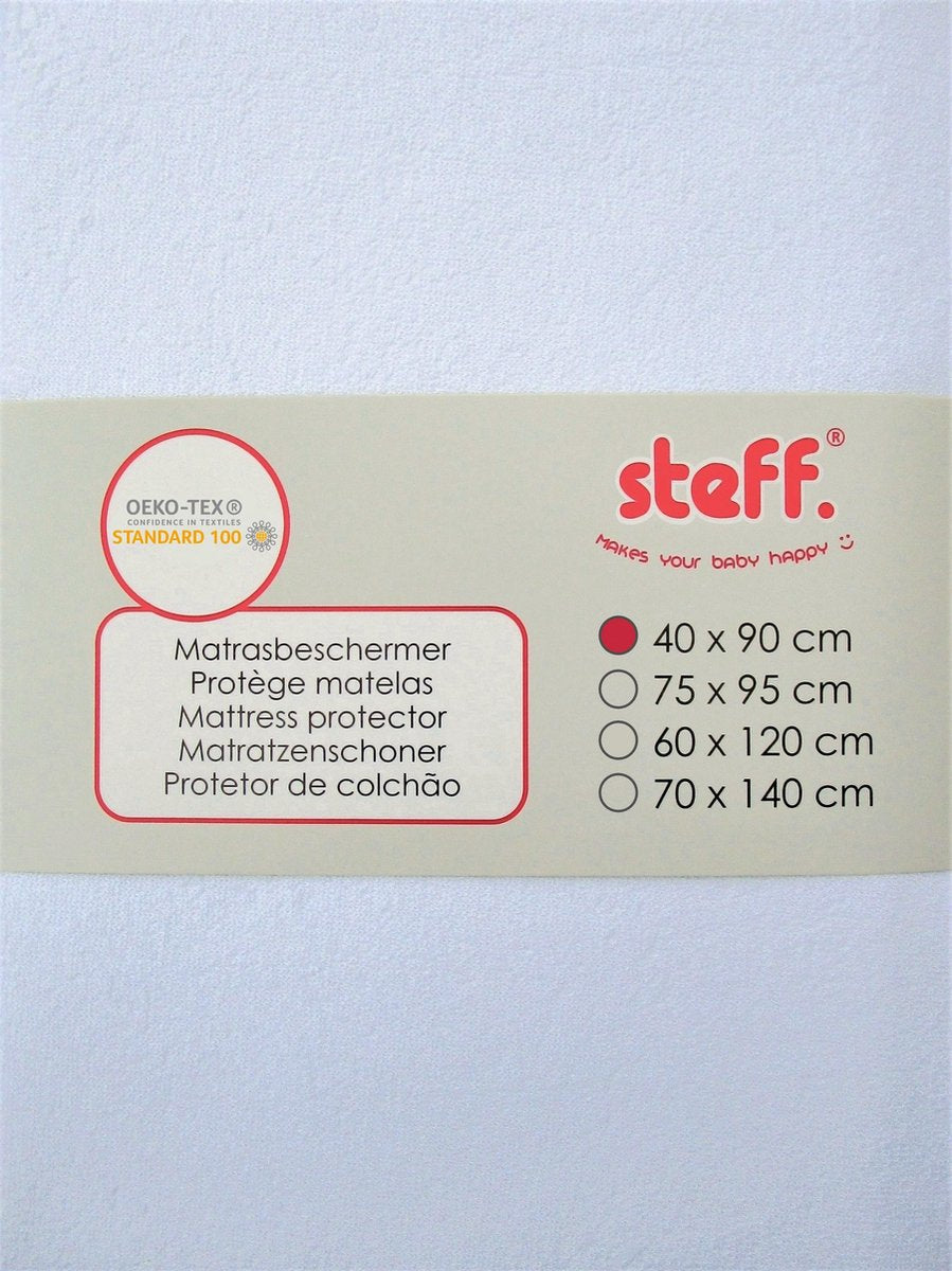 Steff - Matrasbeschermer - 40x90 cm - Wit - kwaliteitsvolle badstof met waterdichte PU-laag - OEKO TEX standard 100