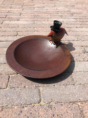Shopaxo Vogelvoederschaal  - Vogeldrinkschaal - Vogelbasje - Metaal - Vogelschaal - Balkon -Tuin - Bruin