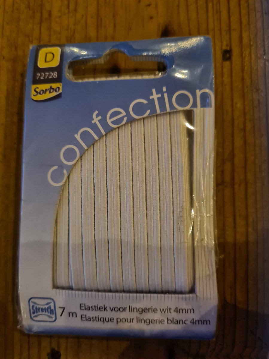 7m Elastiek voor lingerie wit 4mm Sorbo