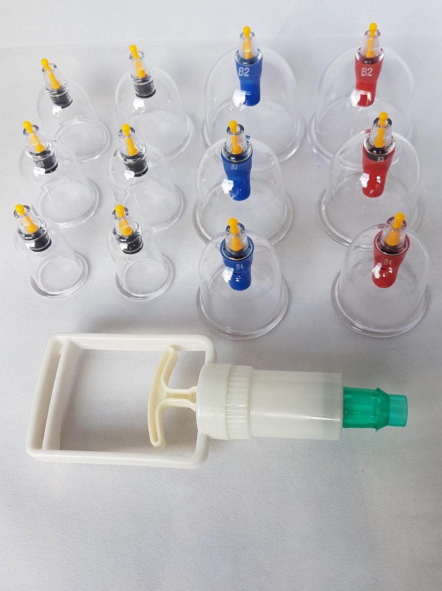 Professionele stevige Cuppingset 13 delig voor cupping massage + NL handleiding + 6 magneten