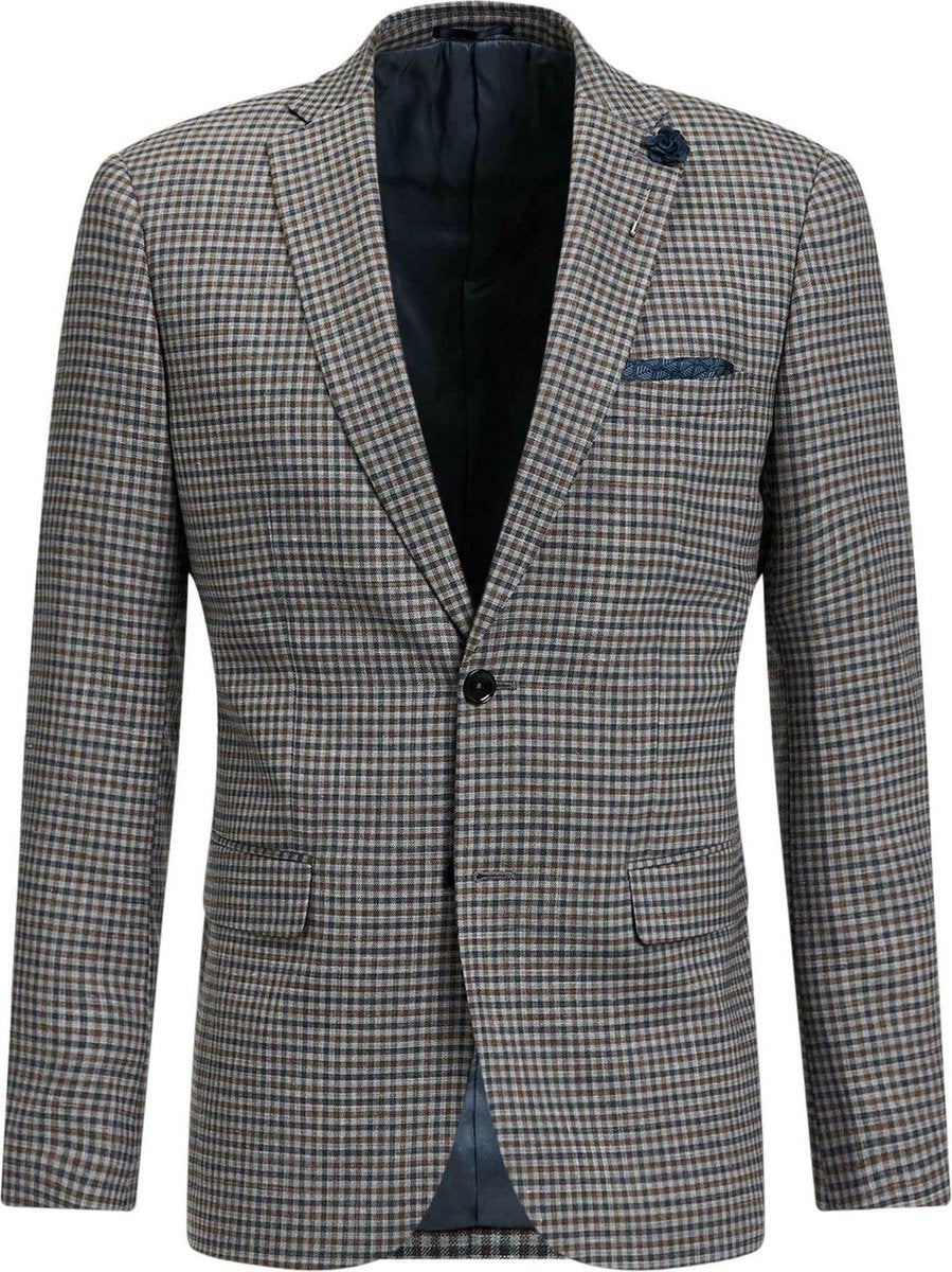 WE Fashion Heren slim fit geruite blazer