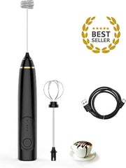 INTER™ Melkopschuimer -  Electrisch - Handmatig - USB Oplaadbaar incl. Oplaadkabel - Zwart