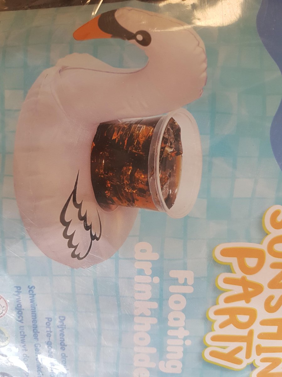 Opblaasbaar drijvende drankhouder Zwaan