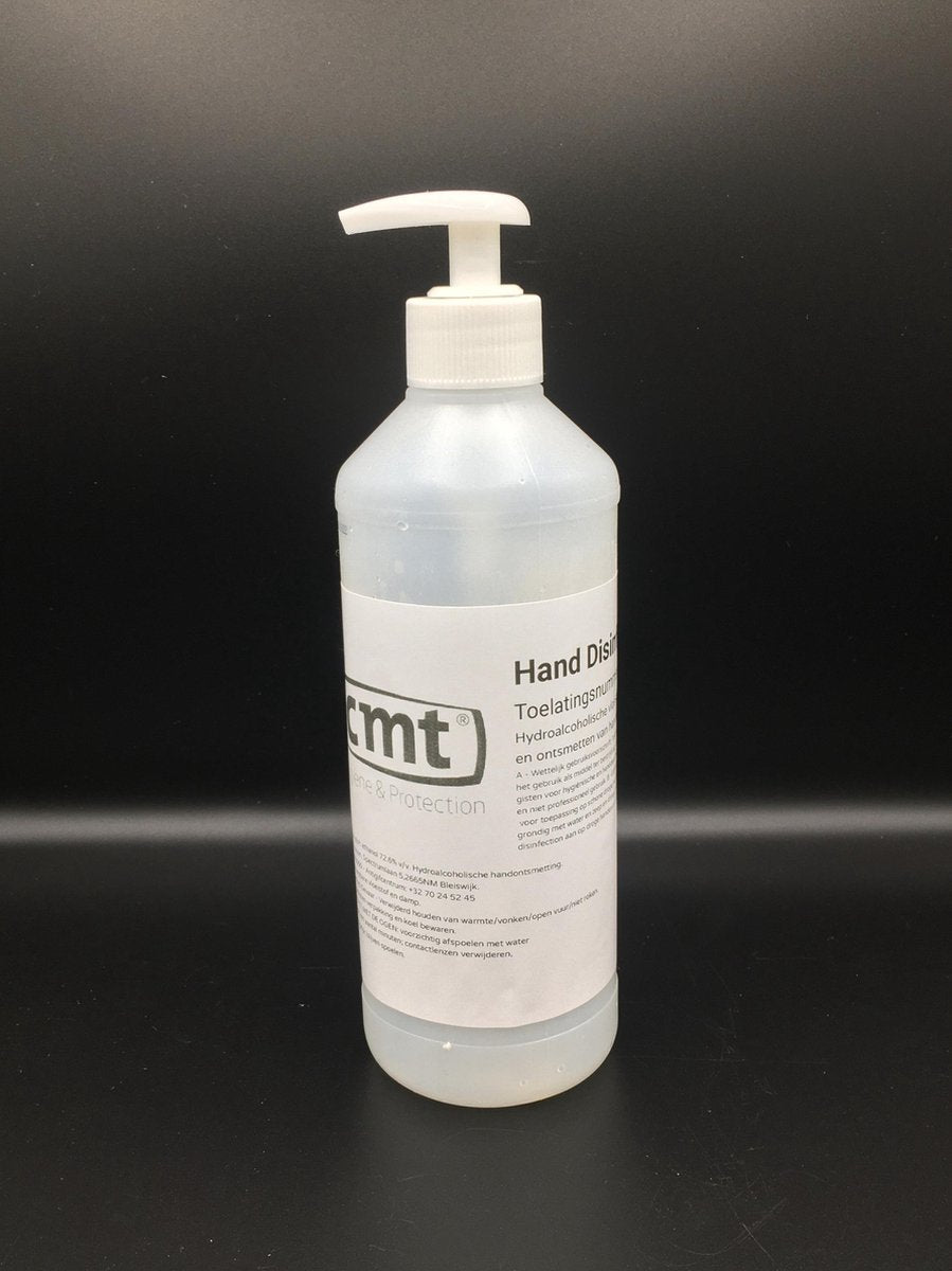 CMT Hand Disinfection Gel 70% 500ml| (NL) handdesinfectie | Desinfecterende handgel 70% alcohol 500ml met pomp