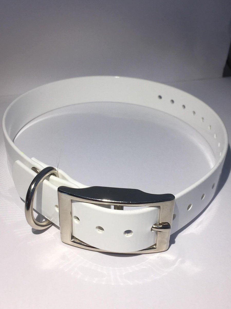 Halsband BioThane GOLD - WIT - 450mmX19mm - dubbele gesp