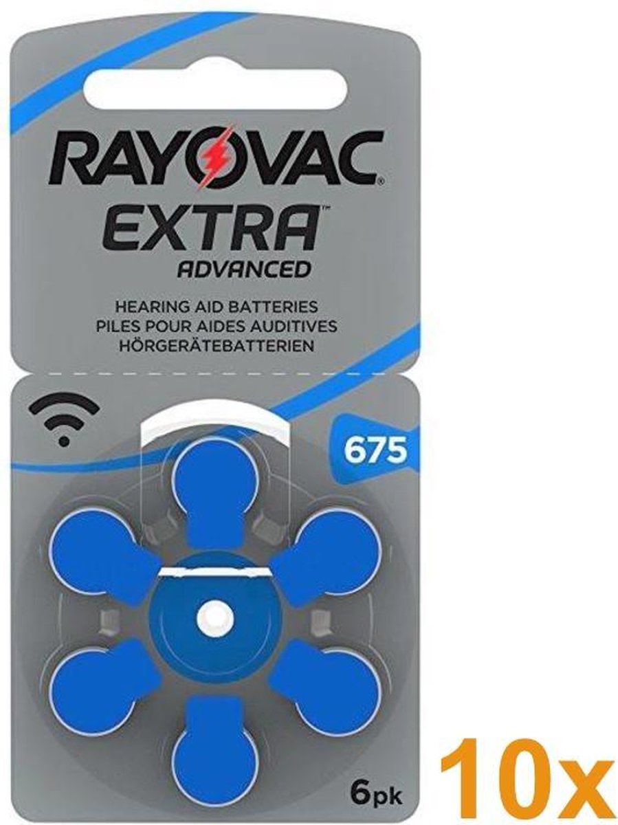 60 Stuks (10 Blisters a 6St) - Rayovac 675 Extra Advanced Gehoorapparaat batterijen