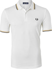 Fred Perry M3600 polo twin-tipped shirt - heren polo - Snow White / Gold / Black -  Maat: 3XL