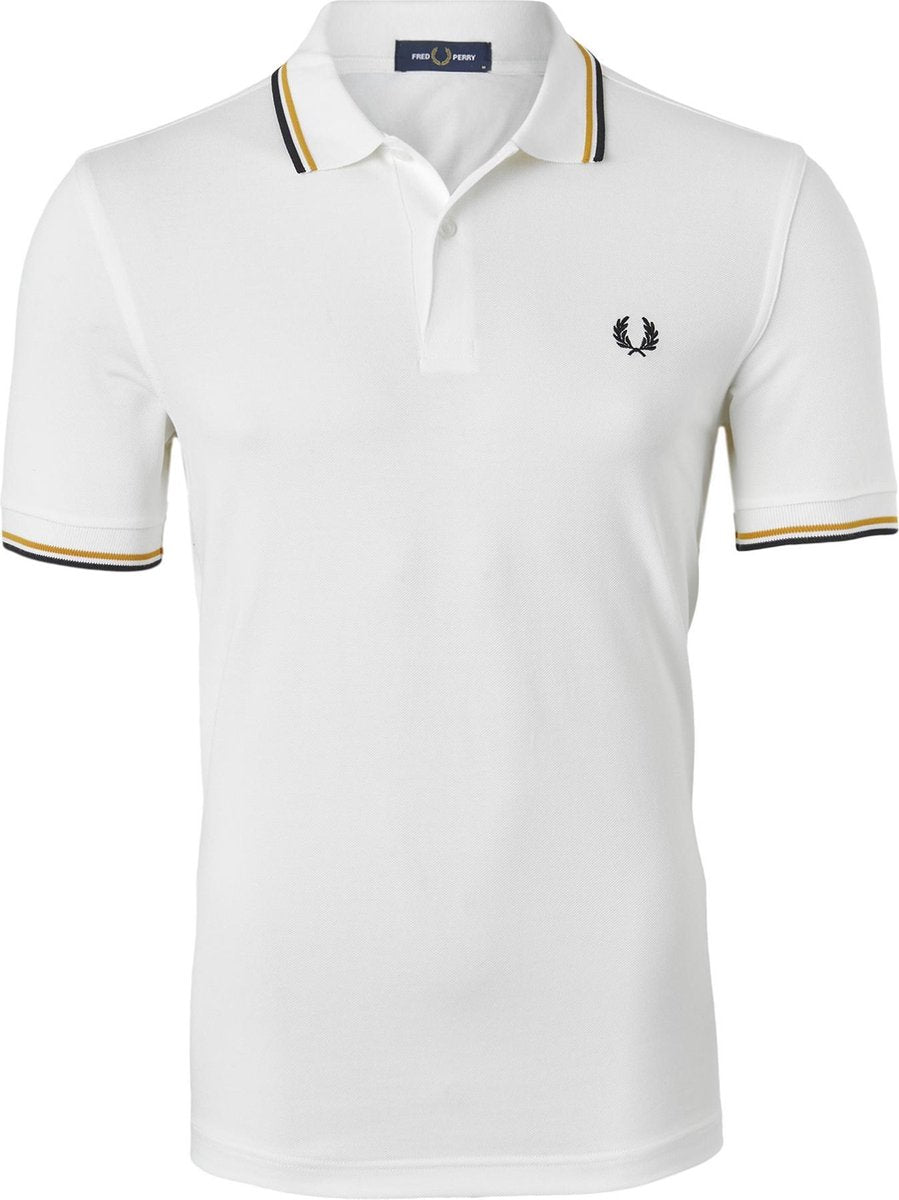 Fred Perry M3600 polo twin-tipped shirt - heren polo - Snow White / Gold / Black -  Maat: 3XL