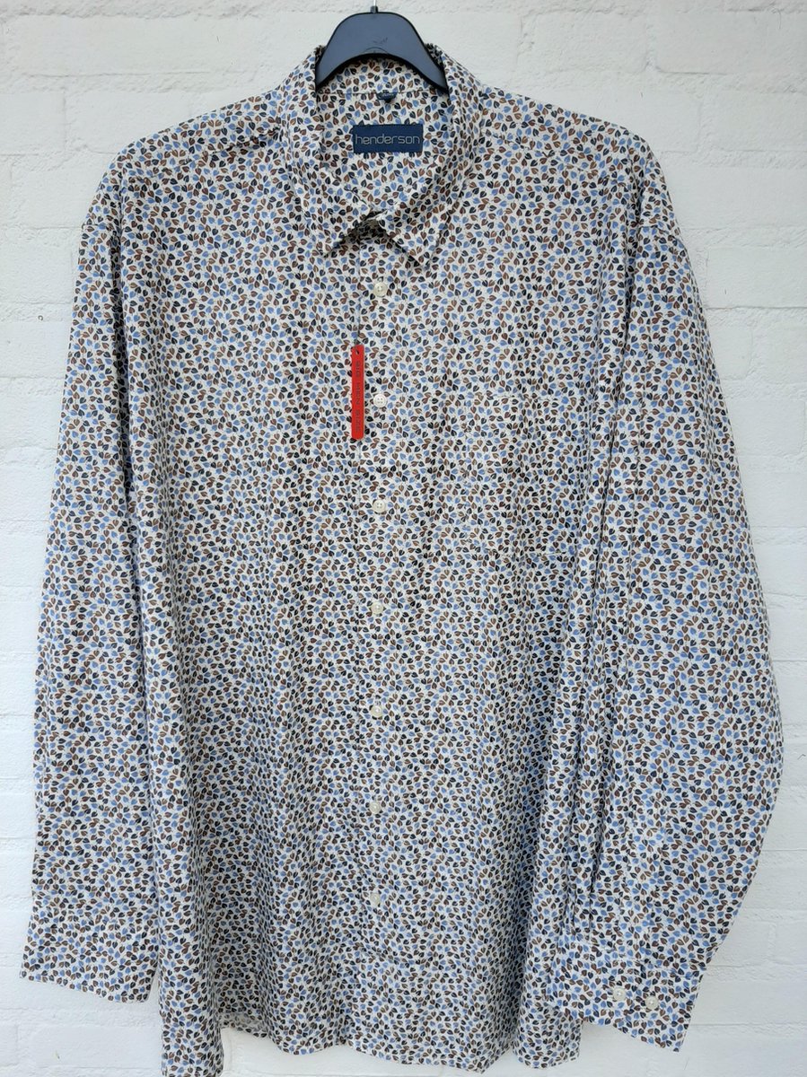 GCM Henderson Overhemd Blauw/Roodbruin Maat 2XL Boordmaat 45-46 Big men size