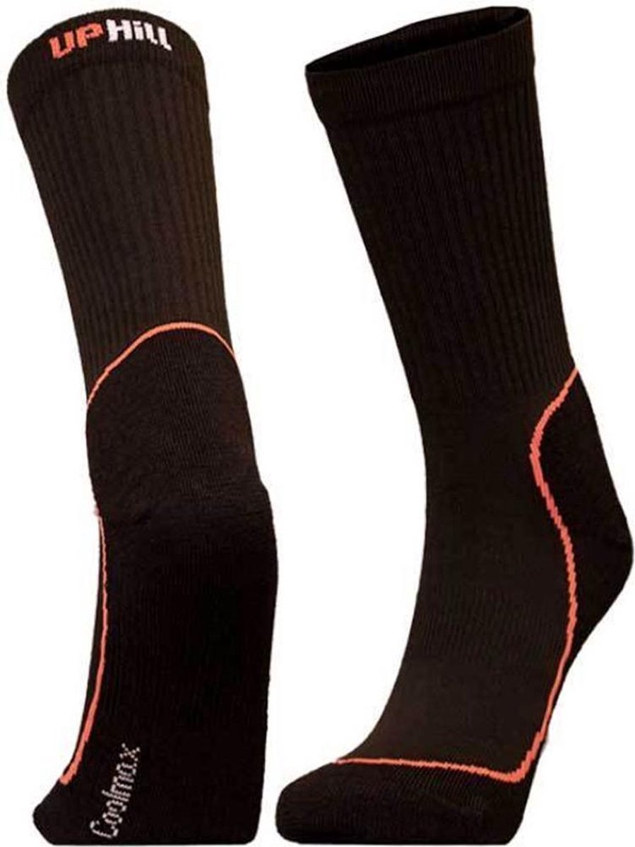 2-Pack UphillSport Coolmax Wandelsokken voor droge voeten 8385.399 - zwart/roze - Unisex - Maat 35-38