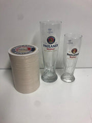 Paulaner bierglas set van 2 bokalen 30 & 50cl bierglazen weizenerglas met rol viltjes