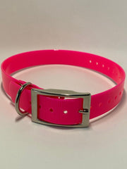 Halsband BioThane Gold Transparant - ROZE - 450mmX19mm - dubbele gesp