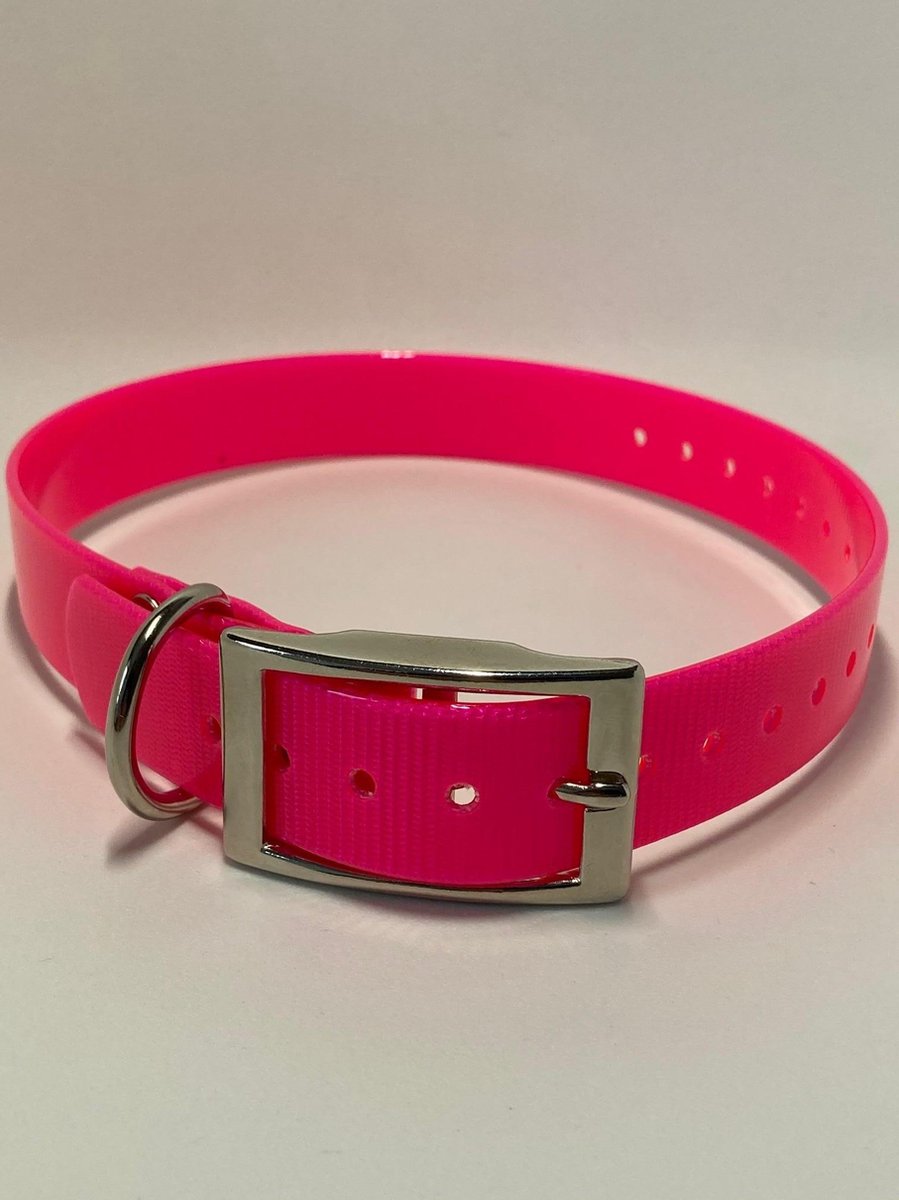 Halsband BioThane Gold Transparant - ROZE - 450mmX19mm - dubbele gesp