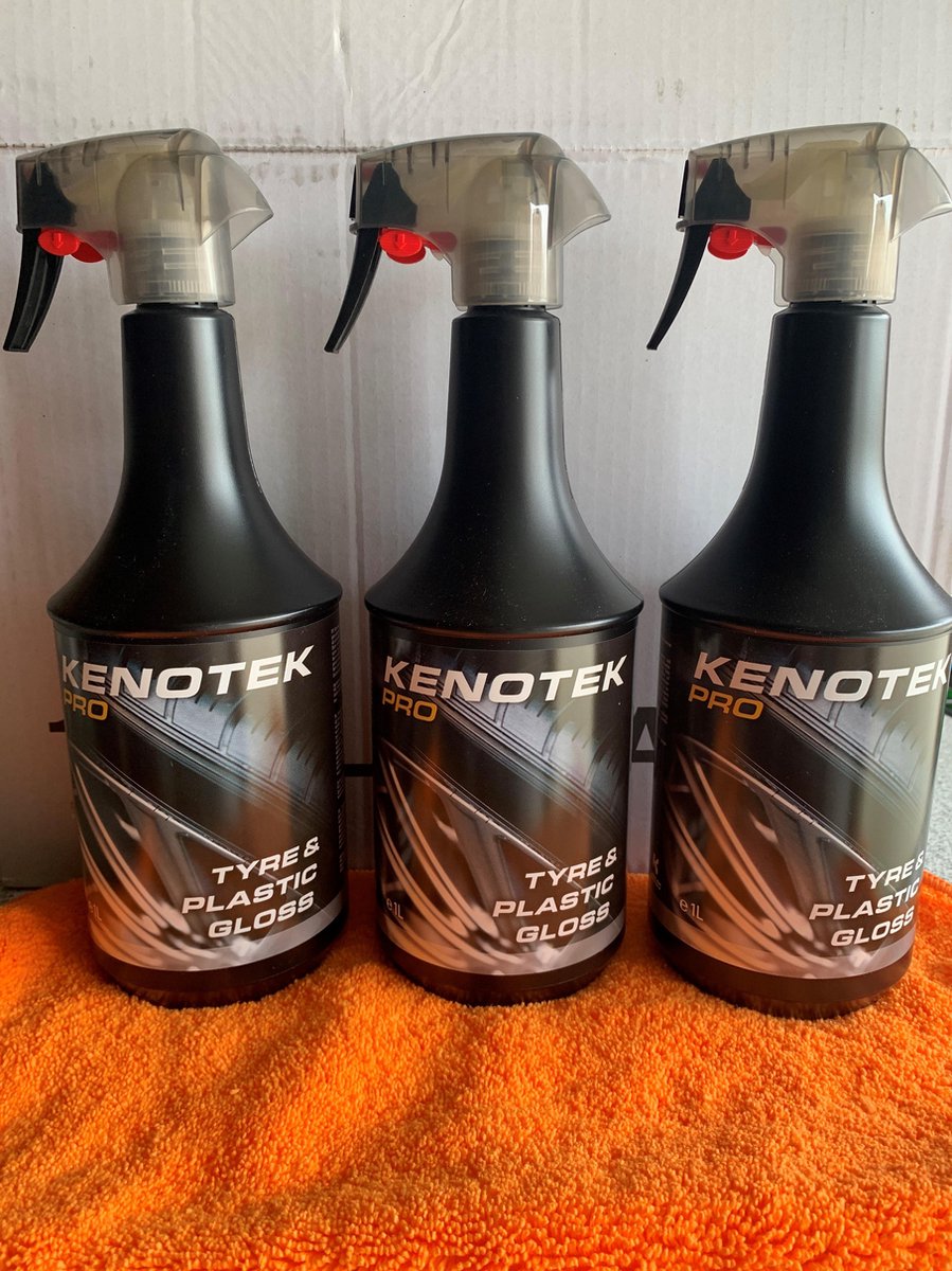 Kenotek Plastic en Tyre Gloss - 3 stuks a 1000ml met gratis microvezeldoek - Voordeelpakket