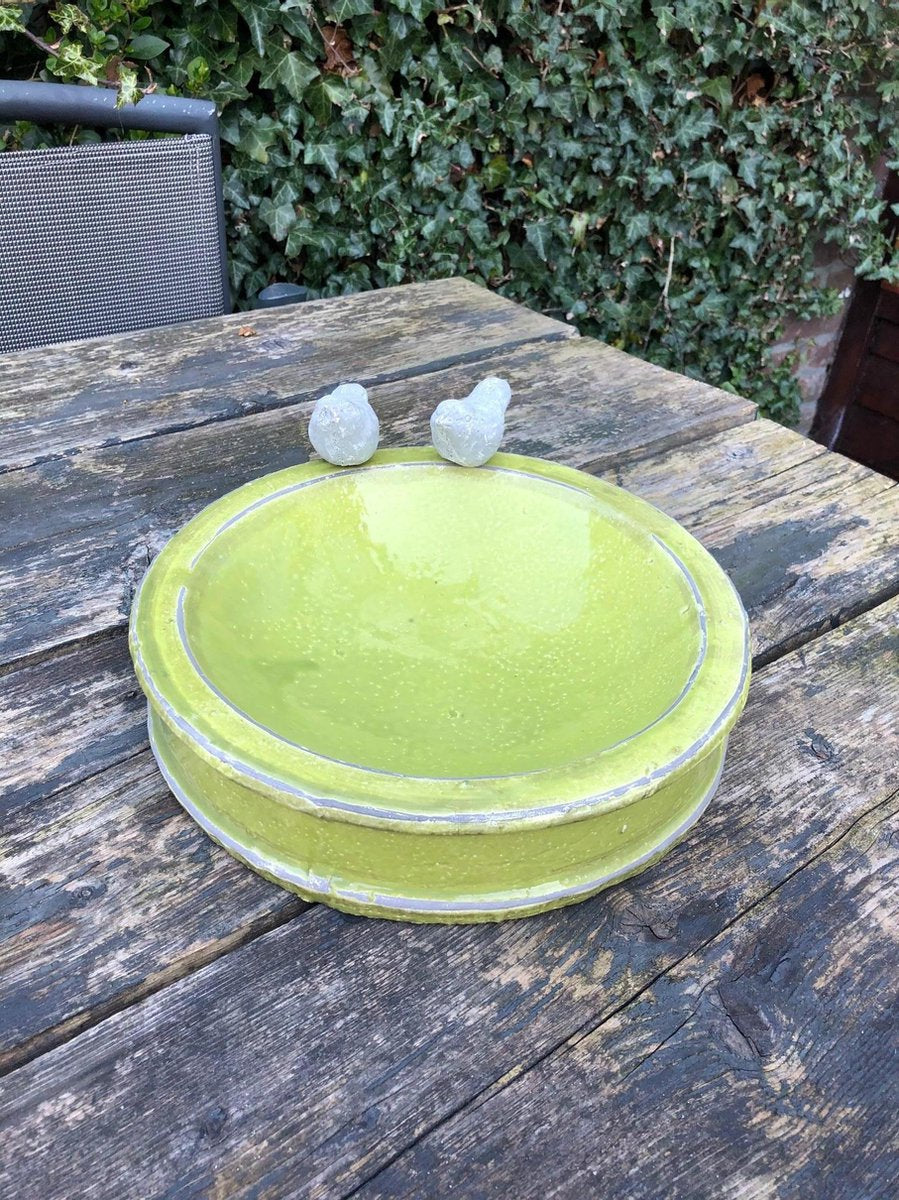 Shopaxo Vogeldrinkschaal - Vogelvoederschaal - Vogeldrinkschaal - Tuin - Balkon - Aardewerk - Groen - Kermariek