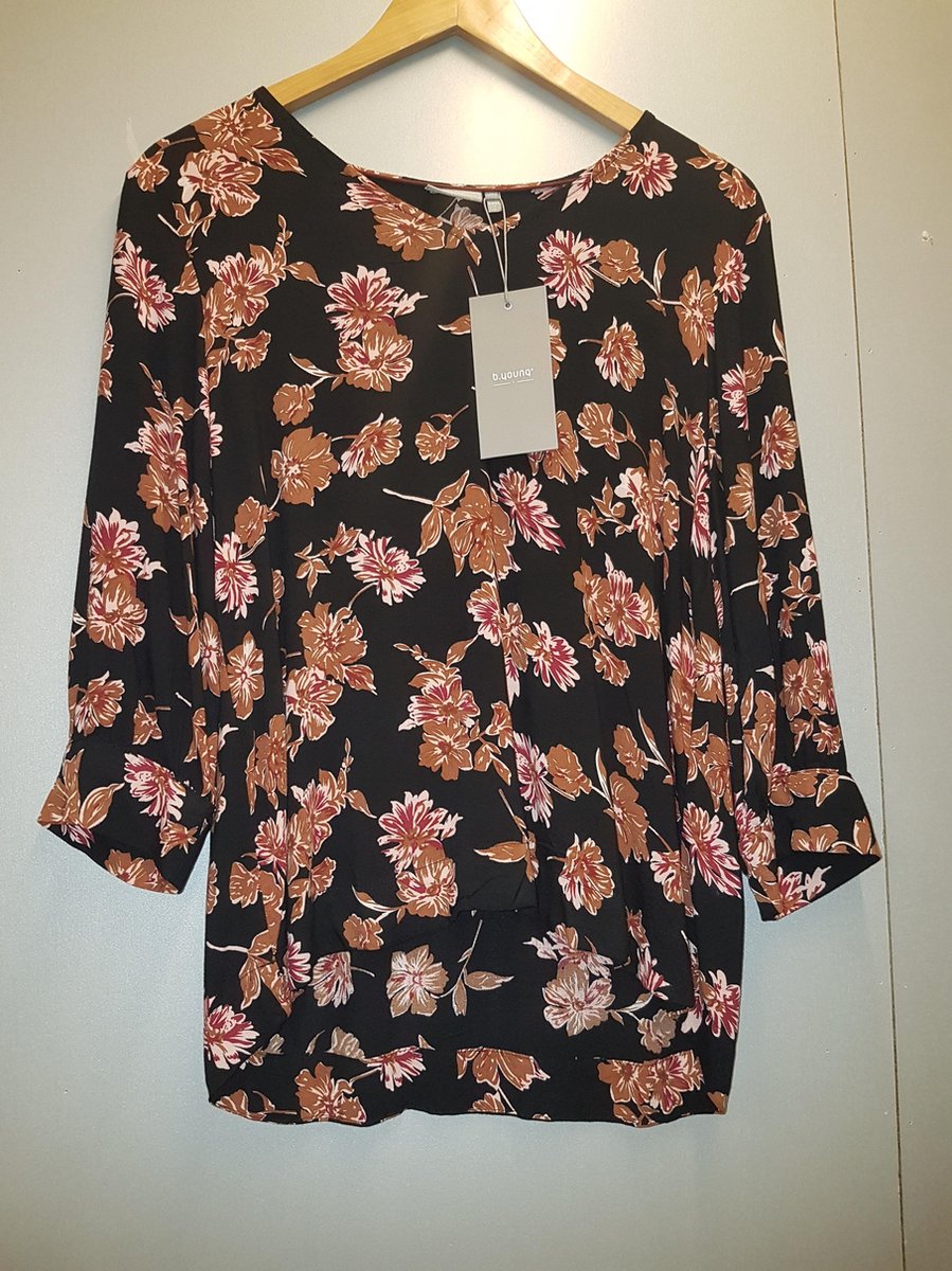 Blouse B. Yong zwart met kleur bloemenprint maat 36 nieuw
