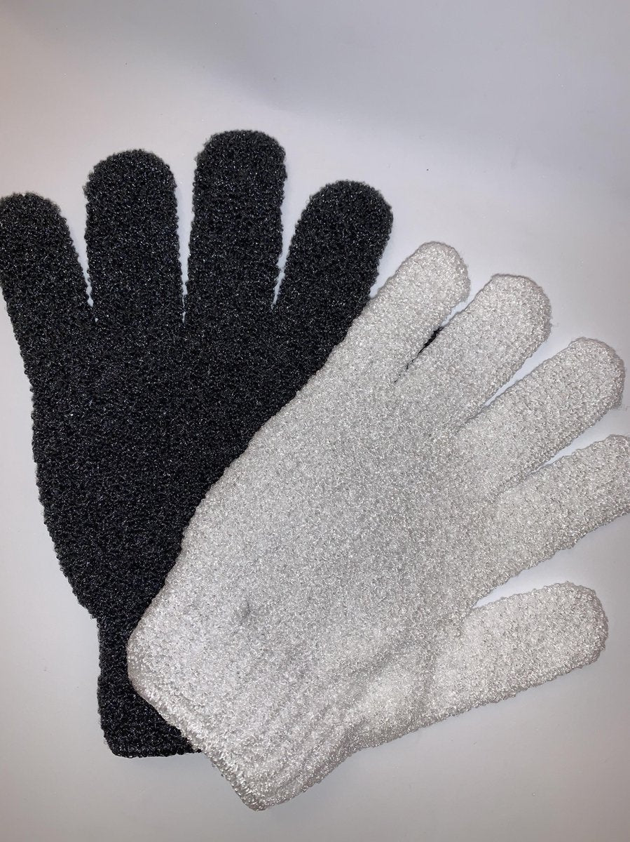 1 paar scrub/ massage/ douche handschoenen grijs