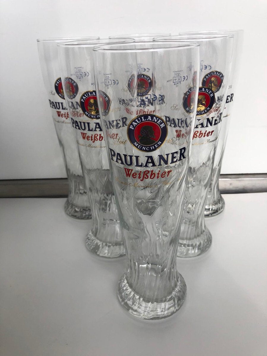Paulaner Hefe Weiss Weizen Bierglas Bokaal doos 6x50cl bier glas glazen bierglazen weissbier