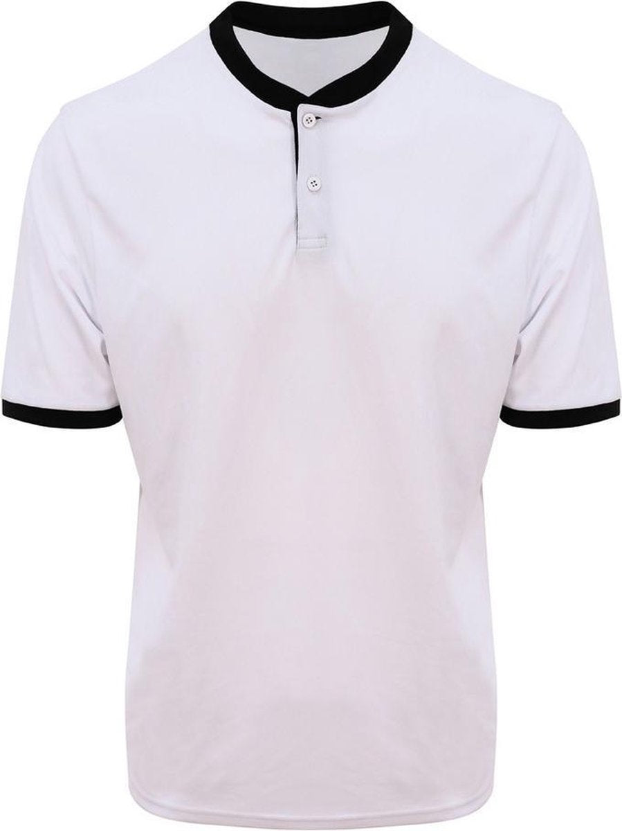 AWDis Gewoon Cool Mens Stand Collar Sport Polo (Arctisch wit/straalzwart)