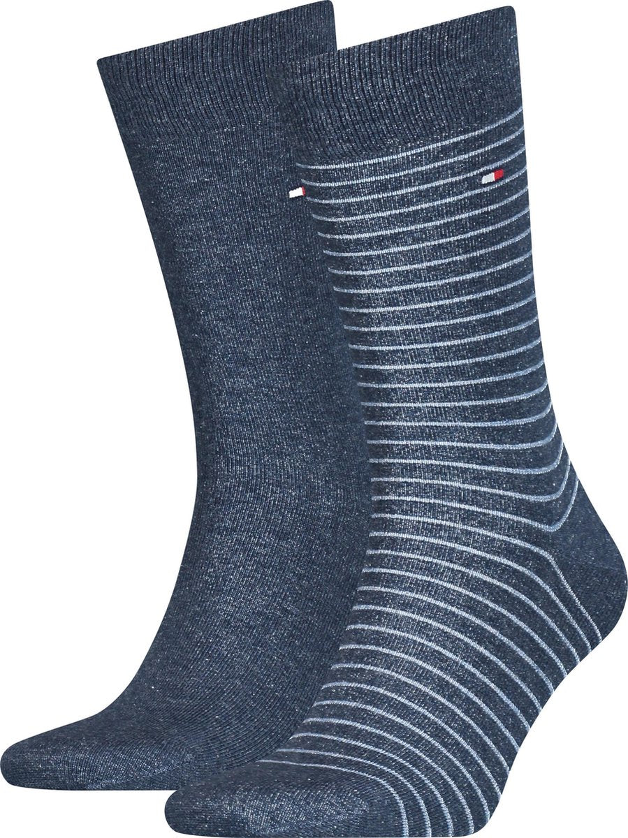 Tommy Hilfiger MEN SMALL STRIPE SOCK 2P Mannen Sokken Maat 47-49