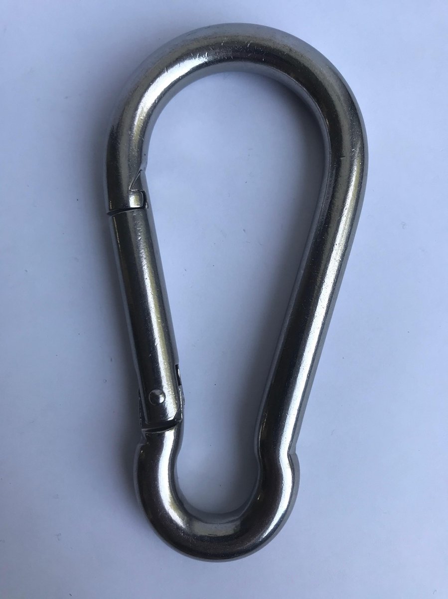 1 stuks RVS 316 karabijnhaak / carabiner 12x140 mm.