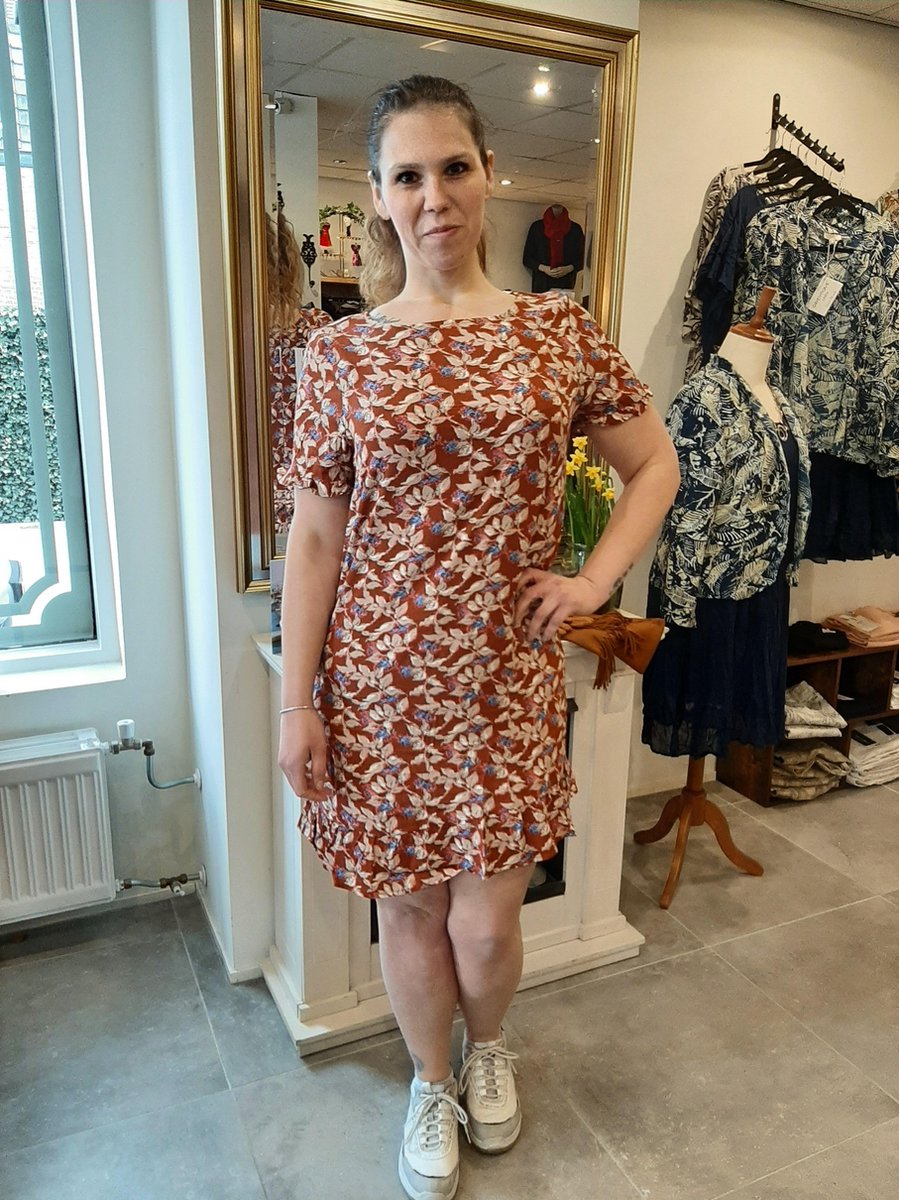 Only Carmakoma jurk Carlana rood/oranje maat 48