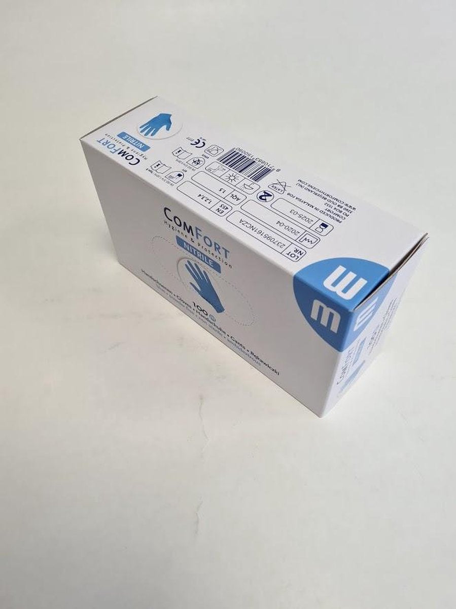 Comfort nitril wegwerp handschoenen - poedervrij - blauw - maat M - 100 stuks