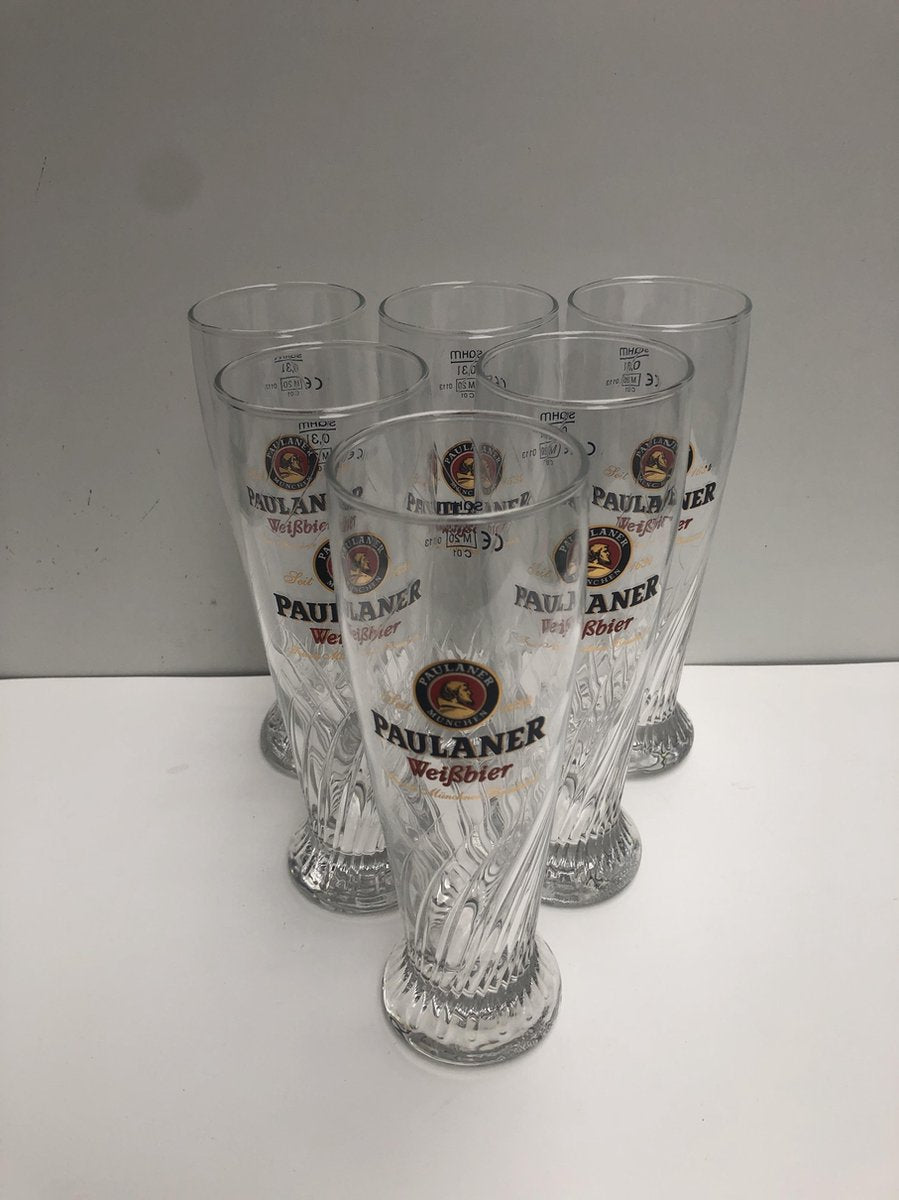 Paulaner Weissbier Weiss Weizen Glas Bierglazen Bierglas bokaal doos 6x30cl (kleine variant van de 50cl bokaal!)