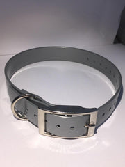 Halsband BioThane GOLD - ZILVERGRIJS - 450mmX19mm - dubbele gesp