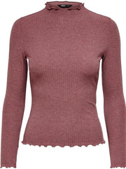 Onlemma L/s High Neck Top Noos Jrs 15180040 Rose Brown/melange