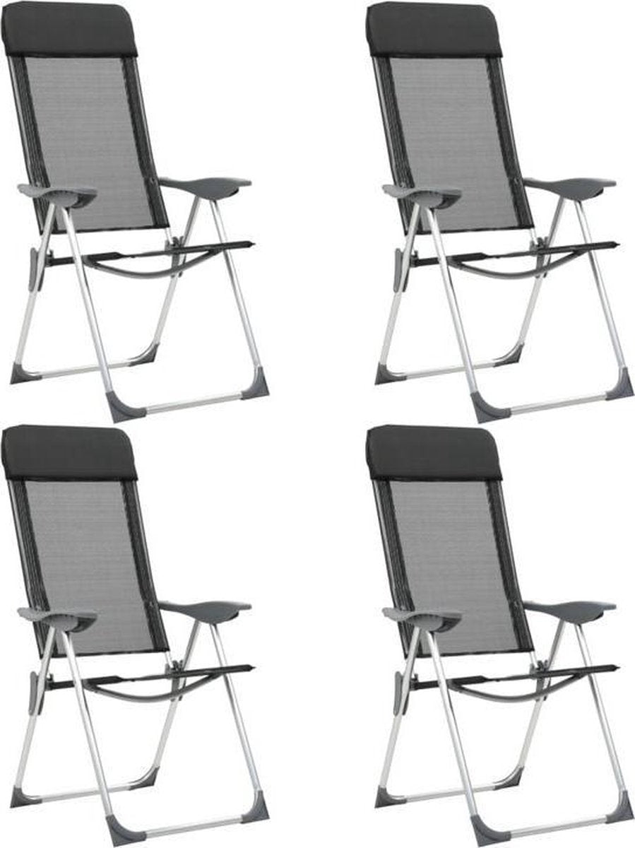 Verstelbare campingstoelen (INCL reisetui) Zwart 4 STUKS - campingstoelen (INCL reisetui) inklapbaar opvouwbaar Hoge rugleuning - Strandstoelen