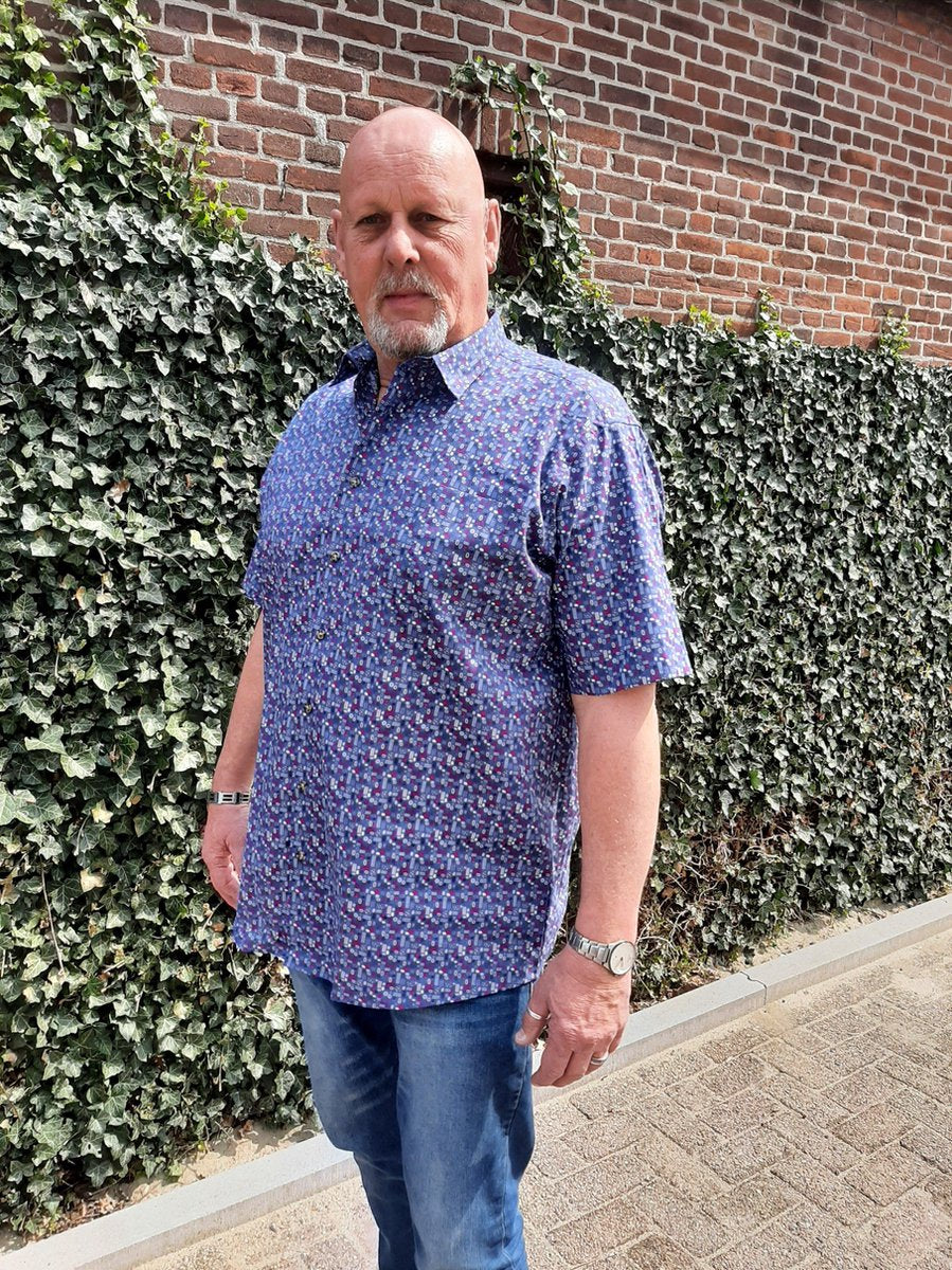 GCM Henderson Overhemd Blauw Korte mouw Maat 2XL BIG MEN SIZE