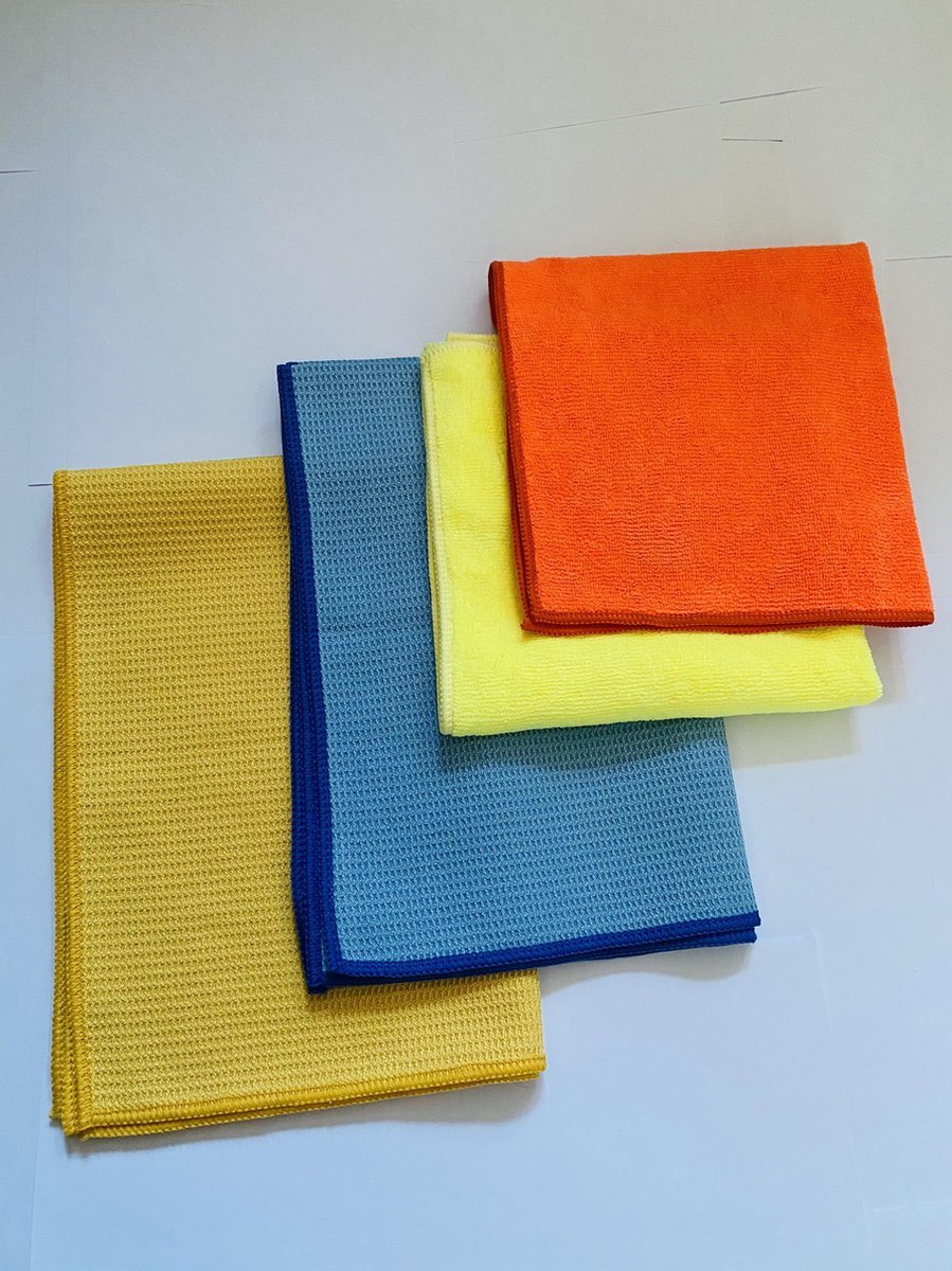 Droogdoeken set + 2 microvezeldoeken - Droogdoeken - Glasdoeken - Microvezeldoeken -  Raamdoeken - Schoonmaakdoeken