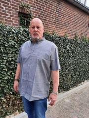 GCM Overhemd Grijs/Groen Korte mouw Maat 5XL Big men size
