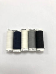 Gütermann allesnaaigaren 5 x 200 meter zwart/wit/offwhite/grijs/blauw